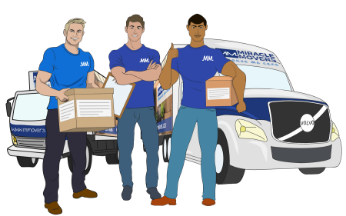 movers posing in front of a truck ready to provide you with car shipping Canada services