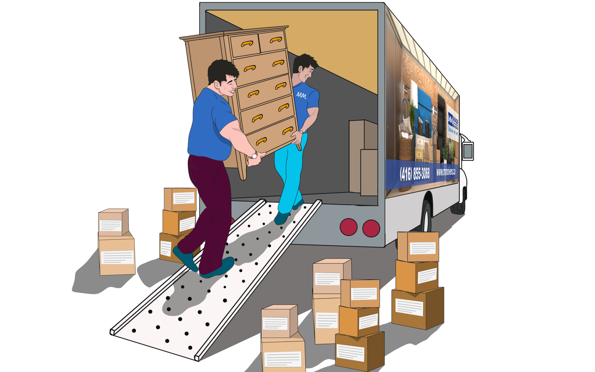 movers loading a truck before moving from Toronto to Boca Raton